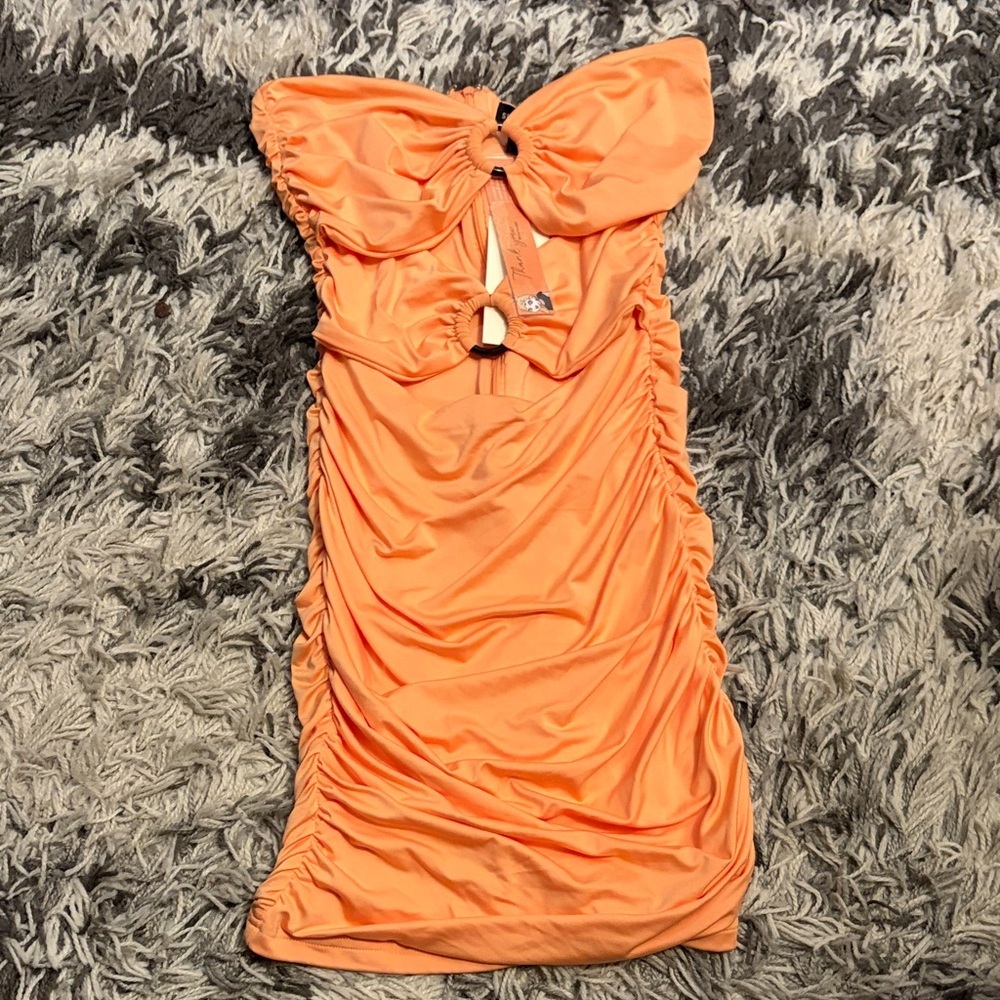 Streetwear Society Orange Ruched Mini Dress